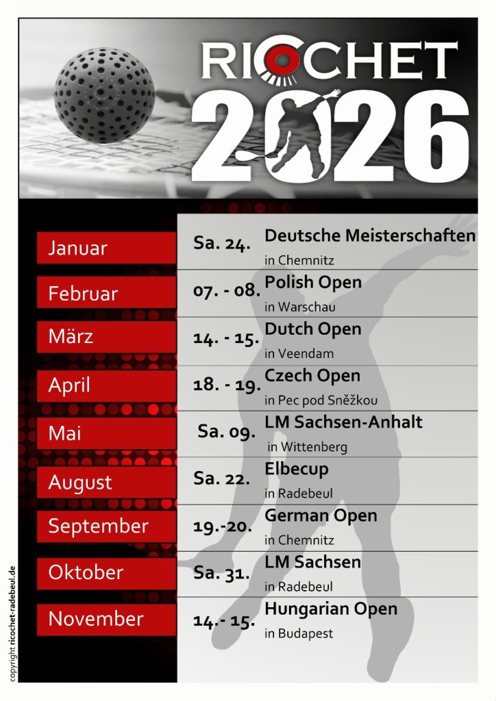 Ricochet Turnierplan für 2026